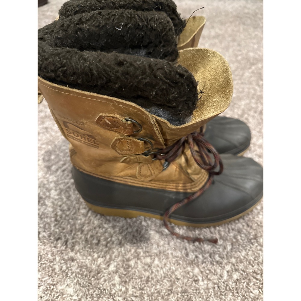 Sorel Caribou Mens Winter Snow Boots Waterproof Leather Rubber Brown Size 9